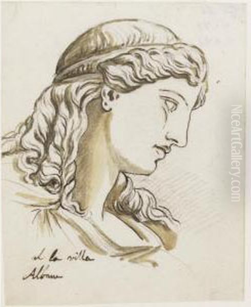 Head Of A Classical Youth Seen In Profile To The Right Oil Painting by Jacques-Augustin Pajou