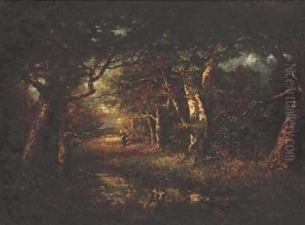 Bas-Breau, paysage en sous-bois Oil Painting by Narcisse-Virgile Diaz de la Pena