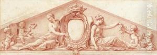 A Study For A Pediment Oil Painting by Jacques-Augustin Pajou