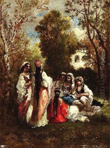 Story telling Oil Painting by Narcisse-Virgile Diaz de la Pena