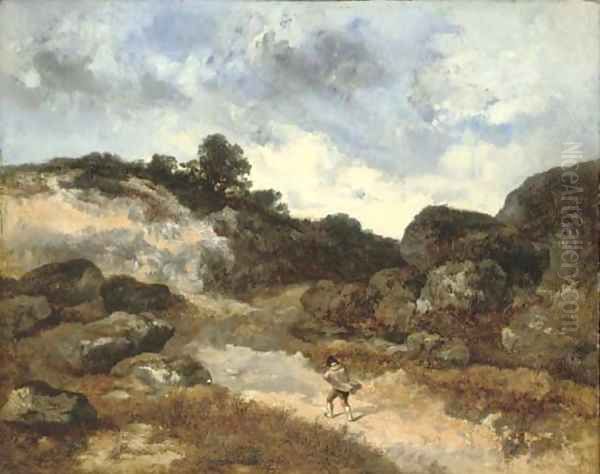 Avant l'orage, personnage sur le chemin rocheux de Jean-de-Paris Oil Painting by Narcisse-Virgile Diaz de la Pena