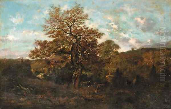 Paysage avec vaches Oil Painting by Narcisse-Virgile Diaz de la Pena