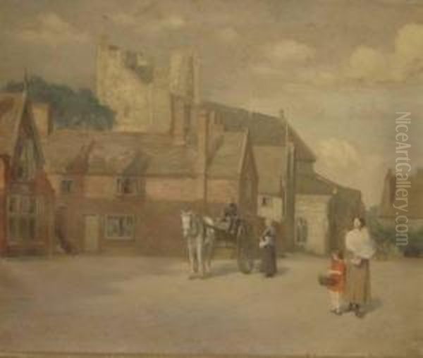 Quiet Town Sq Oil Painting by William Mainwaring Palin