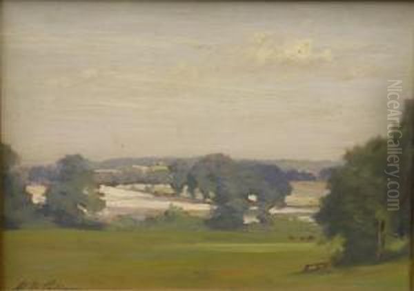 Landscape With Fields Andtrees Oil Painting by William Mainwaring Palin