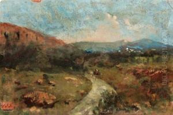 Campagna Abruzzese Oil Painting by Nicola Palizzi