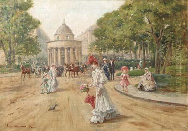 Parc Monceau Oil Painting by Joaquin Pallares Allustante