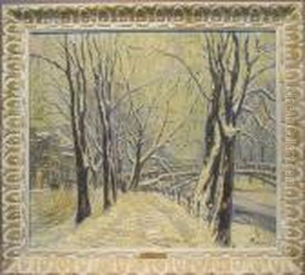 Snow Covered Lane Oil Painting by Kurt Pallmann