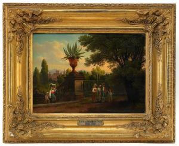 Vue Fran Villa Conti Vid Rom Oil Painting by Gustaf-Wilhelm Palm