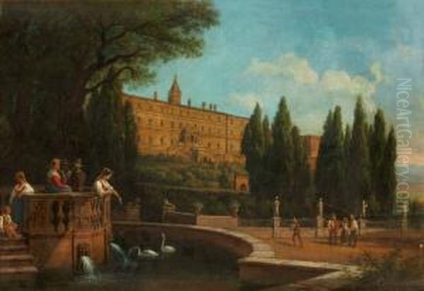 Villa D'este, Tivoli Oil Painting by Gustaf-Wilhelm Palm