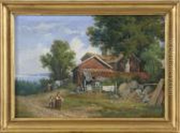 Landskap Fran Stockholms Skargard Oil Painting by Gustaf-Wilhelm Palm