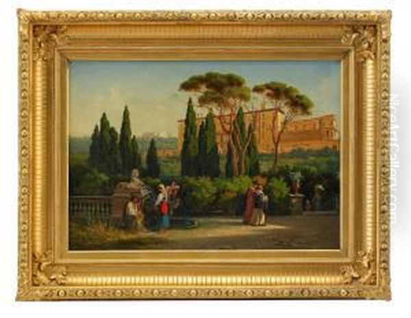 Vue Fran Villa D'este Oil Painting by Gustaf-Wilhelm Palm