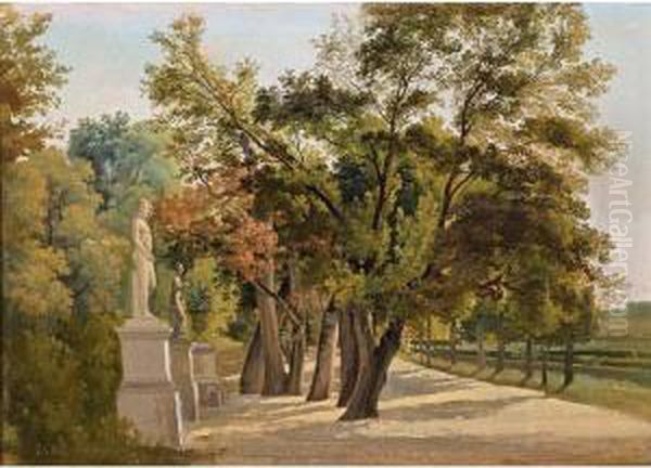 Entrance To The Giardino Del Lago, Villa Borghese, Rome Oil Painting by Gustaf-Wilhelm Palm