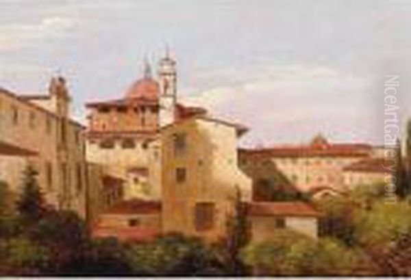 View Of Florentine Rooftops Oil Painting by Gustaf-Wilhelm Palm