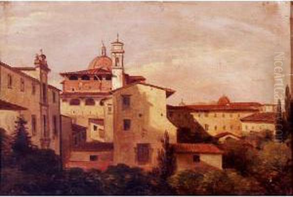 View Of Roman Rooftops Oil Painting by Gustaf-Wilhelm Palm