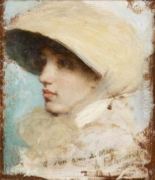 Elegante Au Chapeau Oil Painting by Vicente Palmaroli Y Gonzalez