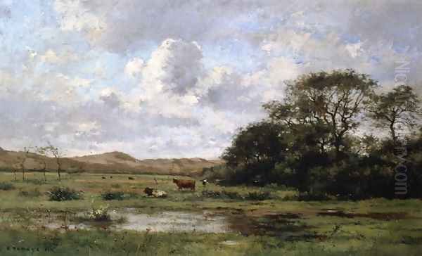 A Landscape with Cows Oil Painting by Pierre-Emmanuel Damoye