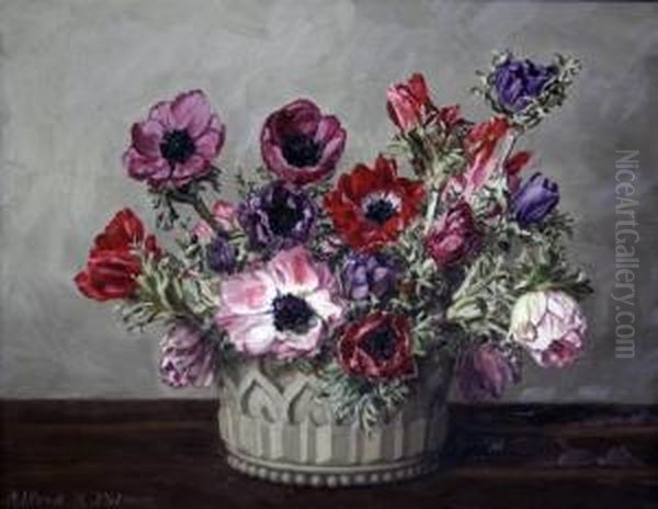 Anemonies In A Vase by Alfred Palmer