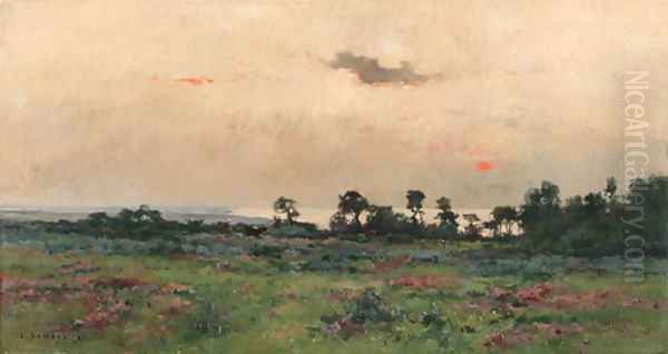 Sunset over the meadow Oil Painting by Pierre-Emmanuel Damoye