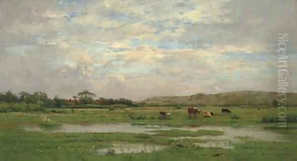 Prairies inondees, Pas de Calais Oil Painting by Pierre-Emmanuel Damoye