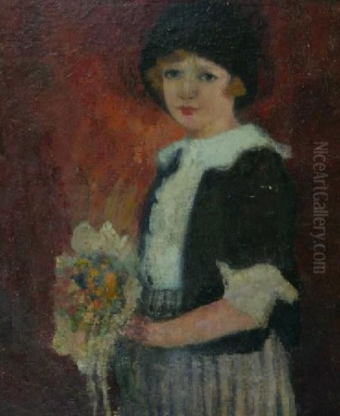 Portrait Of Girl Oil Painting by Pauline Lennards Palmer