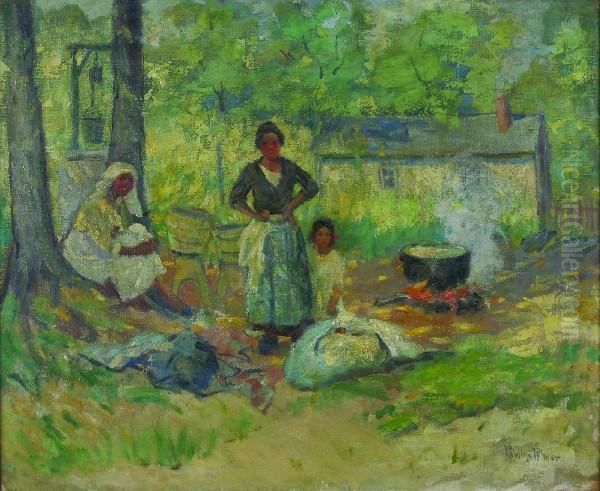 Portuguese Family Oil Painting by Pauline Lennards Palmer