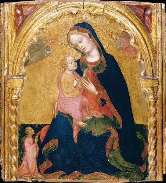 Madonna of Humility with a Donor and Angels Oil Painting by Giovanni Di Francia (see Zanino Di Pietro)