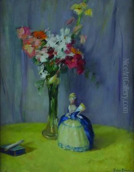 Still Life With Doll And Flower Oil Painting by Pauline Lennards Palmer