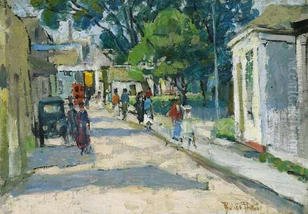 ''a Cape Cod Street'' Oil Painting by Pauline Lennards Palmer