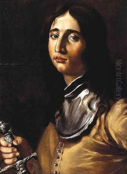 Portrait of a Young Soldier with a Lance Oil Painting by Cesare Dandini