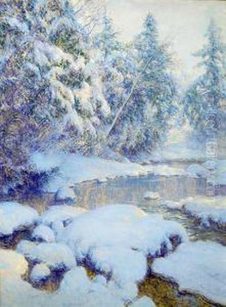 A Stream In Winter Oil Painting by Walter Launt Palmer