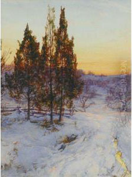 Cedars At Twilight Oil Painting by Walter Launt Palmer