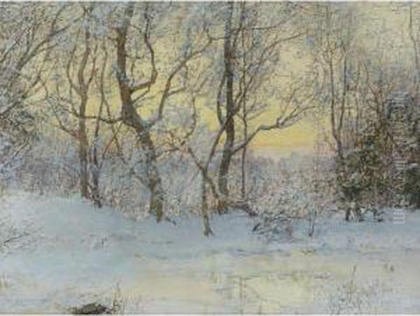 Snow Covered Landscape Oil Painting by Walter Launt Palmer