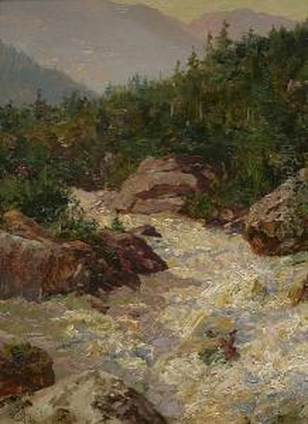 Raging Torrent Oil Painting by Walter Launt Palmer