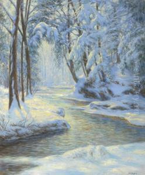 Snowy Landscape With Brook Oil Painting by Walter Launt Palmer