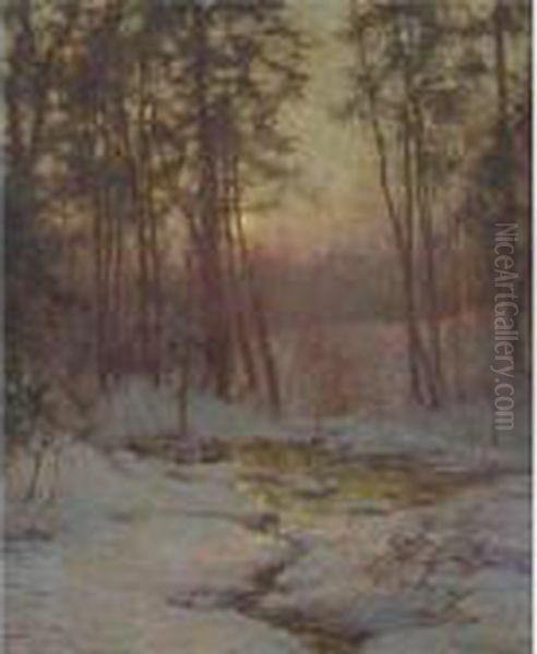 Winter Stream At Sunset Oil Painting by Walter Launt Palmer