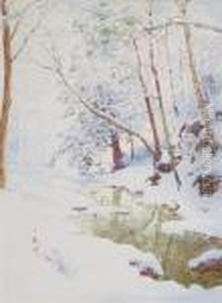 A Stream In Winter Oil Painting by Walter Launt Palmer