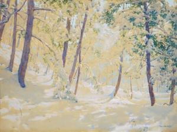 Winter Forest Oil Painting by Walter Launt Palmer