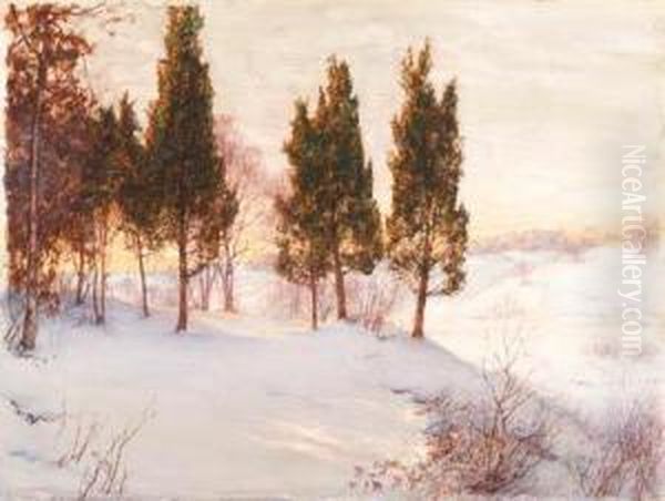 Sunlit Reflections In Winter Oil Painting by Walter Launt Palmer