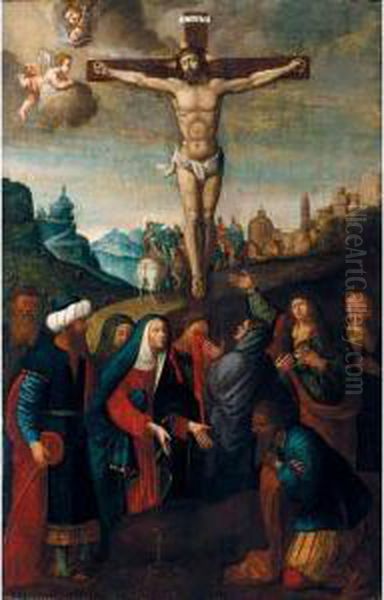 The Crucifixion Oil Painting by Marco Palmezzano