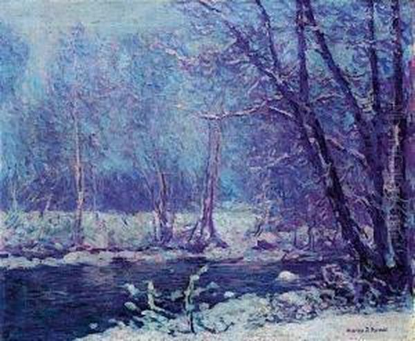 Sous-bois Et Riviere Enneigee Oil Painting by Charles Joh. Palmie