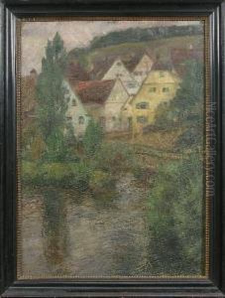 Munchener Landschafts- U.stillebenmaler, Hier: Dorfl Oil Painting by Charles Joh. Palmie