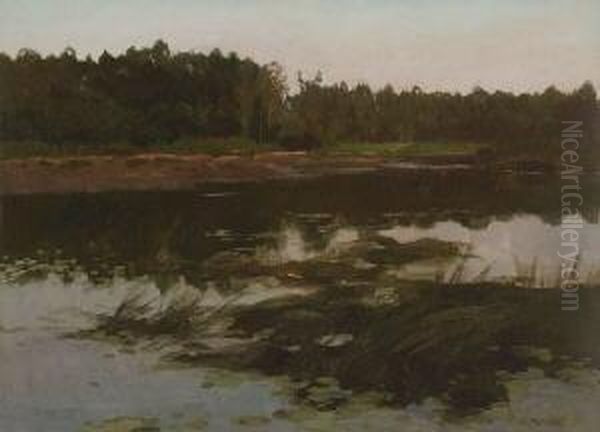 Stiller Waldweiher Oil Painting by Charles Joh. Palmie