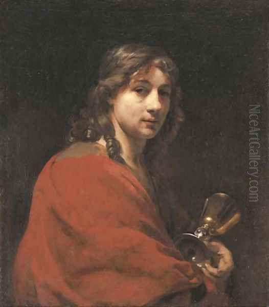 Portrait of the artist as Saint John the Evangelist Oil Painting by Willem Drost