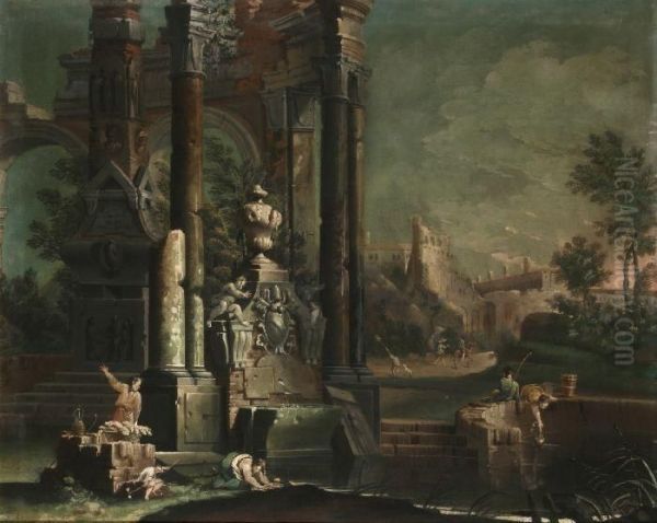 Architettura Oil Painting by Pietro Paltronieri Il Mirandolese