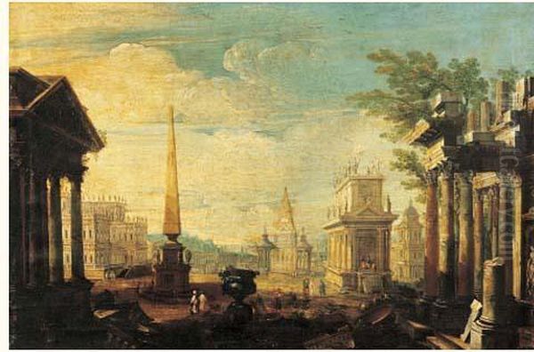 Vue Imaginaire Du Forum Romain Oil Painting by Pietro Paltronieri Il Mirandolese