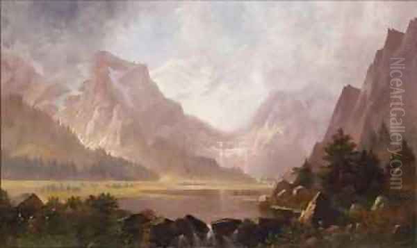 High Mountain Landscape with Lake Oil Painting by Edwin Deakin