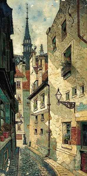 Rue des Chartres, Old Paris Oil Painting by Edwin Deakin