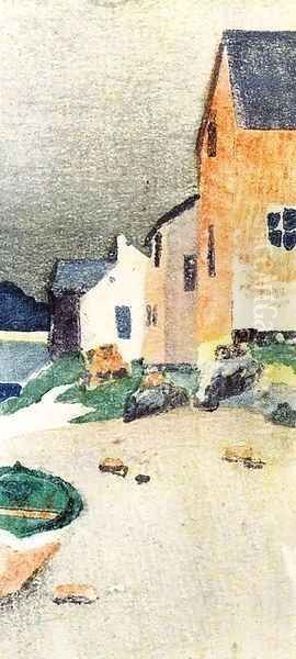 A Gray Day aka Houses on a Beach 1895 Oil Painting by Arthur Wesley Dow