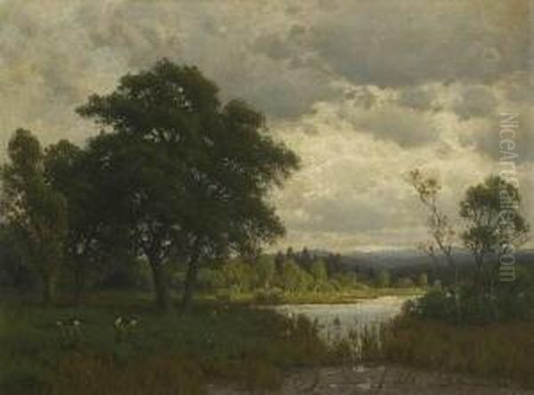 Moorlandschaft. Oil Painting by Joszef, Josef Pandur