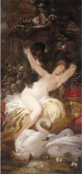 Leda Und Der Schwan (leda And The Swan) Oil Painting by Joszef, Josef Pandur